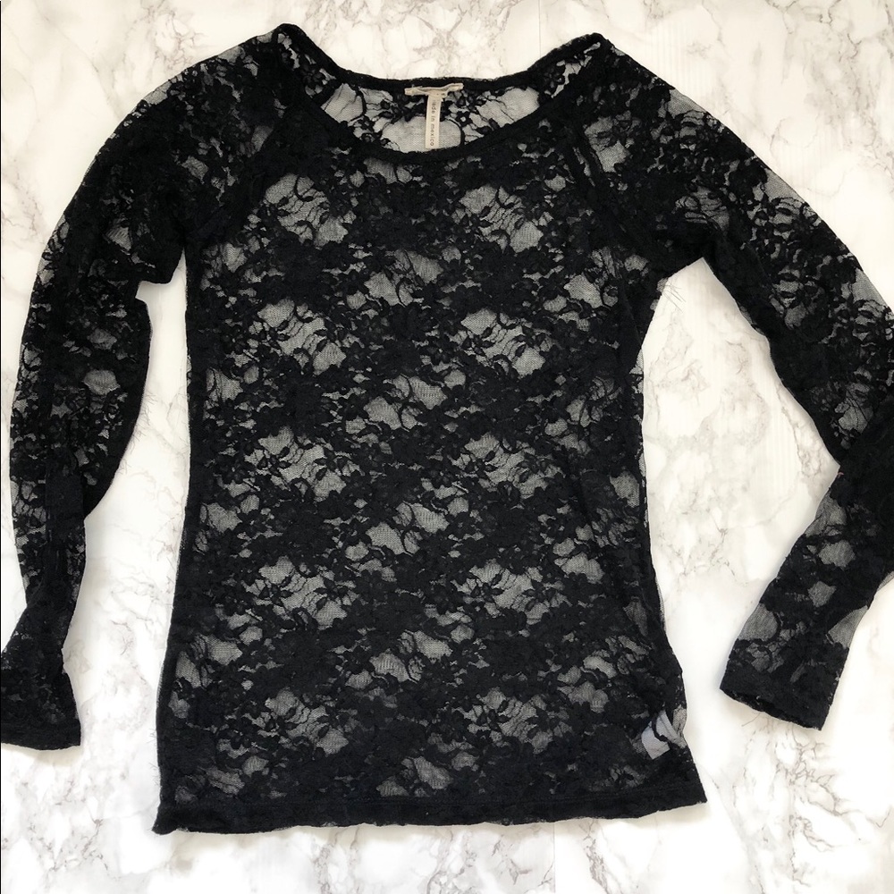 Kirra black lace long sleeve top size xs